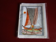 Piękna, oryginalna akwarela, rycina, hand made, Sri Lanka 15 cm x 11 cm