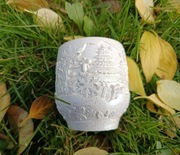 doniczka gipsowa handmade, osłonka na kwiaty, ozdoba do wnętrz