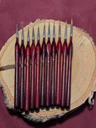 Zestaw 11 pędzli precyzyjnych – drewniane rączki bordowe, nylonowe włosie