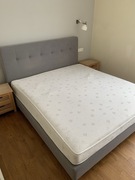 Łóżko małżeńskie, 180x 220x 30, z materacem, kolor szary , z zagłówkiem 