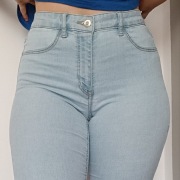 skinny jeansy z średnim stanem jasny niebieski 