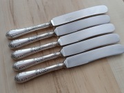 PRZEDWOJENNE SREBRZONE NOŻE OBIADOWE FRAGET PLAQUE ROMAŃSKI 23,5cm