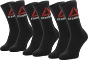 REEBOK Długie Skarpety Męskie – Bawełniane, Czarne | 6 par | 40–42