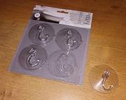 4x Haczyk na Przyssawce / Hak / ś: 7,5cm / Przezroczysty
