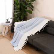 Bawełniana narzuta na kanapę, dwustronna, niebieska, tkana, 170x210, Boho