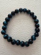 Bransoletka z koralików szklanych 8 mm – granatowo-turkusowa