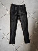 spodnie z wysokim stanem motocyklówki czarne ala skóra elastyczne