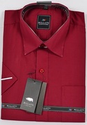 Koszula męska bordowa na krótki rękaw kołnierzyk 39/40 M UWAGA WADY