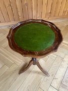 Stolik drewno skóra naturalna antyk PRL 