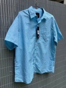 Vintage Klasyczna Lekka Koszula Cotton Traders L Krótki Rękaw Arctic Blue