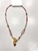 Naszyjnik damski kamienie naturalne ze stali chirurgicznej