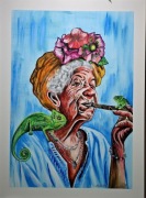 Obraz malowany ręcznie akrylami na plotnie 70 na 50 cm.