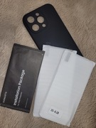 Case Iphone 15 pro black 2 szybki + naklejki 