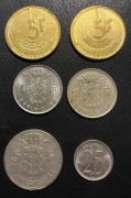 Belgia x 6, 1962+, zestaw monet