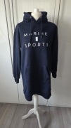 Długa Bluza/ Sukienka z Kapturem Marine Sports – Granatowa (r.M Oversize)