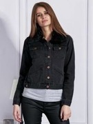 Kurtka jeansowa z odczepianym futerkiem czarna  M