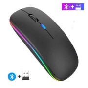 MYSZKA BEZPRZEWODOWA SLIM LED ŁADOWANA RGB Bluetooth+USB 2.4Ghz AKUMULATOR