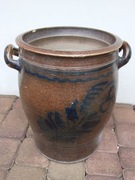 Garnek, brązowy w niebieskie wzory, kamionka, wys.38 cm