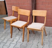 KRZESEŁA zestaw 3 szt BUMERANG F Gościnińska typ 299 vintage lata 60-te PRL