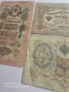 Ruble carskie papierowe 3szt. 3 i 10. Car Mikołaj II Romanow. Rosja carska.