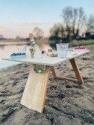 Stolik na wino składany | Drewniany | Na balkon, taras, piknik