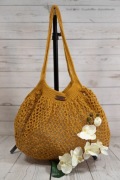 Złota paryżanka torba na ramię handmade szydełko
