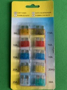 Zestaw bezpieczników 5A - 30A ( 10szt )