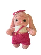 Króliczek handmade na szydełku różowy pluszak