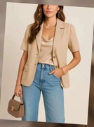 Lniana marynarka z krótkim rękawem True vintage retro roz.40