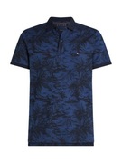 TOMMY HILFIGER All Over Print Linen Polo bawełna 25% len koszulka męska M
