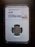 ZYGMUNT 3 WAZA PÓŁTORAK BYDGOSZCZ 1622 NGC AU 58