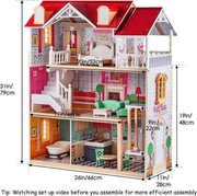 TOP BRIGHT Drewniany domek dla lalek z meblami