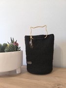 Czarna torebka ze sznurka ręcznie wykonana na szydełku handmade 