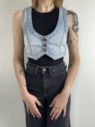 Jeansowy krótki gorsetowy top rozm. S Only