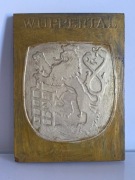 Stara ceramiczna plakieta ścienna, herb miasta Wuppertal, Vintage
