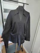 Czarna długa koszula bluzka draped damska h&m rozmiar L