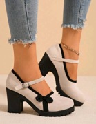 Buty damskie Mary Jane na obcasie platforma czarno-beżowe eleganckie r. 40
