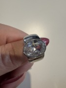 Pierścionek szeroka obrączka z cyrkonią srebrny 