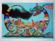 Oryginalny Polski Plakat KRAKÓW POLAND „Smog Wawelski” Żebrowski 2015