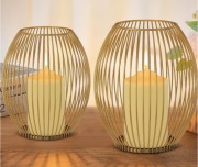 Zestaw 2 świeczników, dekoracja salonu, sypialni, metalowe złote