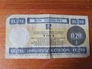 Bon towarowy Pekao 20 centów 1979 r.