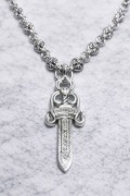 Naszyjnik srebrny sztylet wisiorek miecz łańcuch z rozetkami