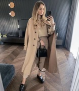 ZARA EXCLUSIVE WEŁNIANY PŁASZCZ CAMEL BEŻ WEŁNA 40 42 XL WOOL WIOSNA 2026