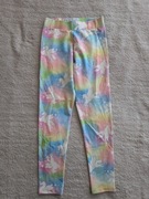 Kolorowe spodnie legginsy sportowe w jednorożce ok. 128 - 134 jak nowe