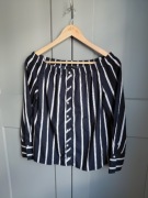 Bluzka w pionowe pasy Zara S/36 granatowe na wiosnę