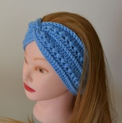 Opaska na głowę, ręcznie robiona, niebieska