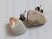 kolczyki bursztyn agat na sztyfcie