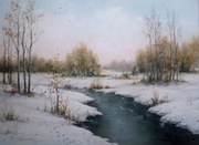 Zimowa rzeka - olej na płótnie