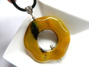 Duży miodowy fasetowany agat, efektowny wisior