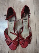 Caprice - sandały na obcasie damskie 38 czerwone skóra naturalna 